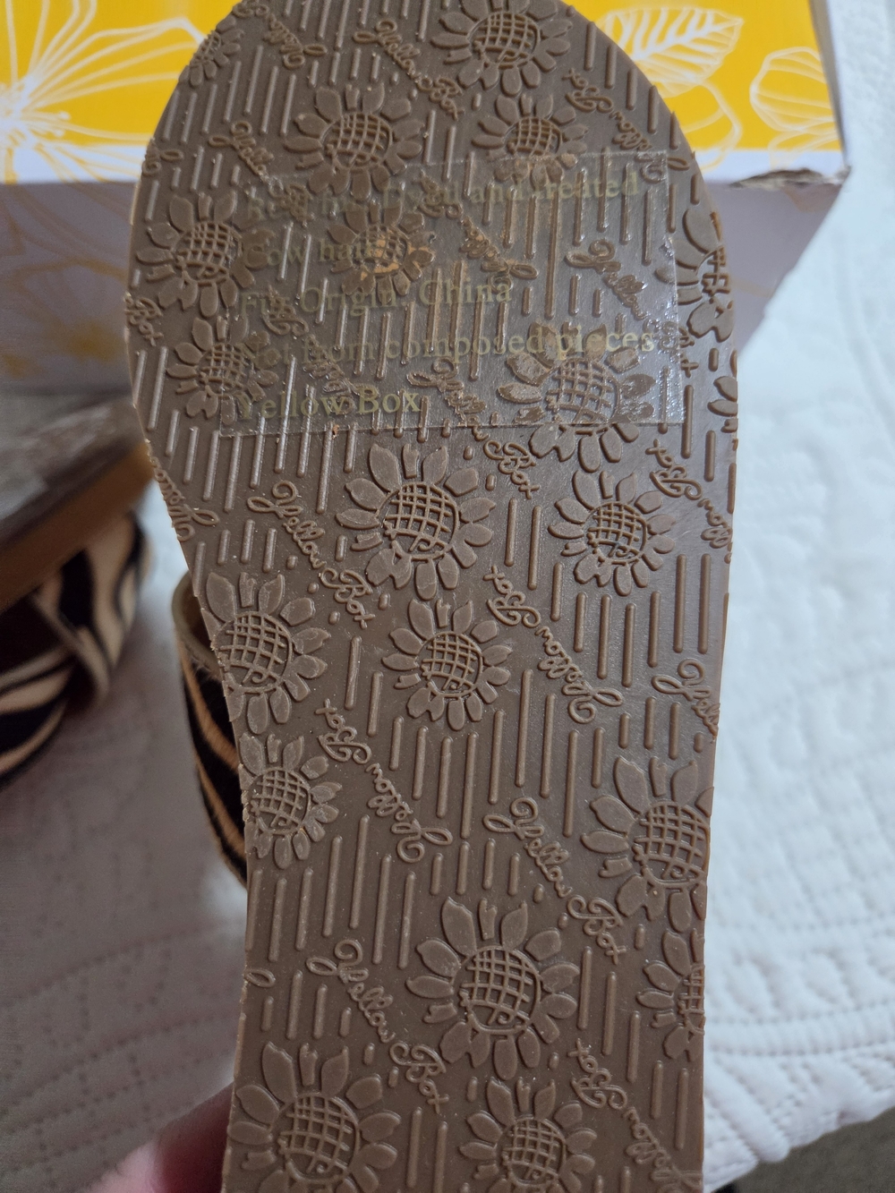 Yellow Box Zebra-Print Tan and Black Slip-On Sandals - Picture 3 of 4